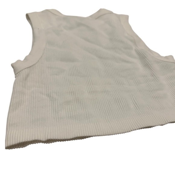 NWOT Zara White Ribbed Athletic Tank Top M-L - Picture 3 of 8